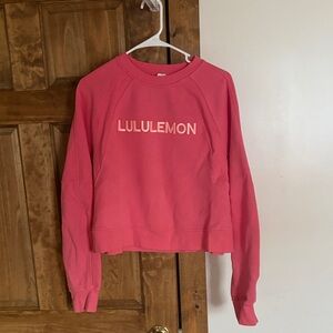 lululemon athletica Coral Pink Logo Crew Sweatshirt